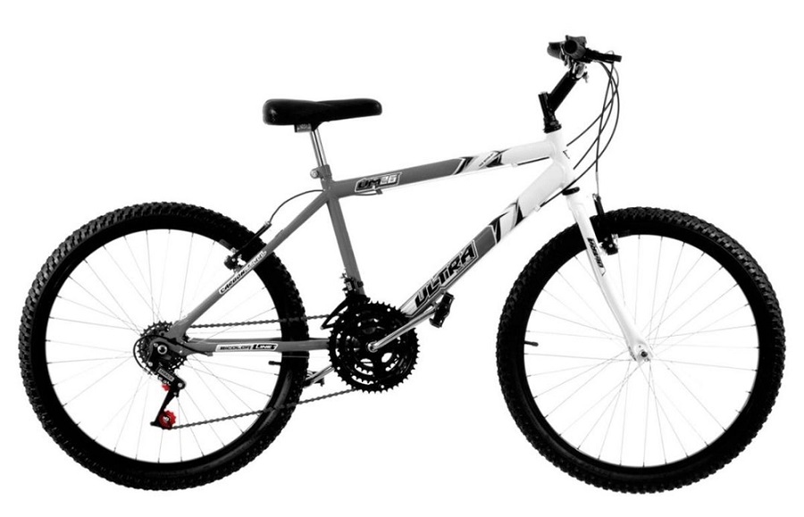 Bicicleta Cinza Fosca e Branca 18 Marchas Aro 26 Pro Tork Ultra